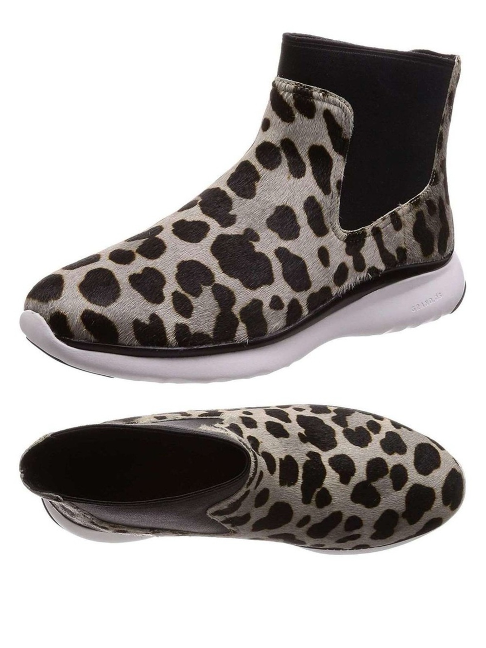 Cole Haan Leopard Print Slip-On Ankle Booties - Black & White